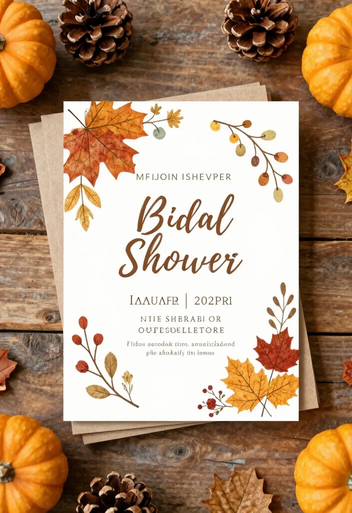 12 Fall Bridal Shower Ideas for Cozy Rustic and Warm Seasonal Celebrations - 4. Nature-Inspired Invitations 1