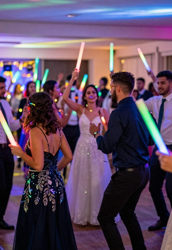 12 Fun Wedding Reception Ideas for Energetic Interactive Celebrations - 8. Glow Stick Dance Party 1