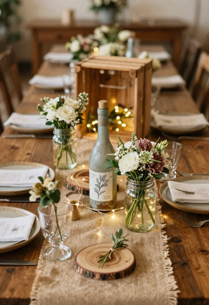 12 Great Gatsby Centerpiece Ideas for Glam Vintage and Art Deco Style - 7. Rustic Elegance 1