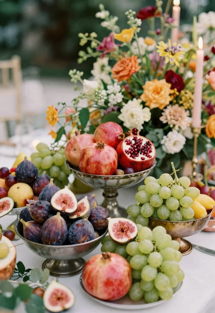 12 Great Gatsby Centerpiece Ideas for Glam Vintage and Art Deco Style - 8. Decadent Fruit Displays 1