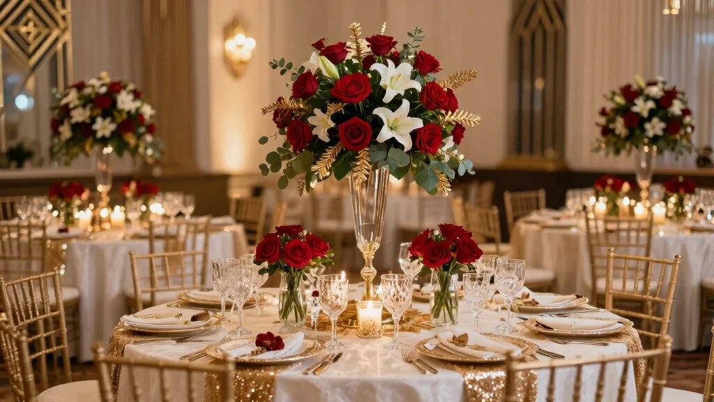 12 Great Gatsby Centerpiece Ideas for Glam Vintage and Art Deco Style
