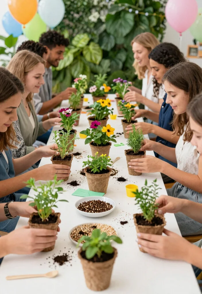 12 Interactive Bridal Shower Activity Ideas for Engaging Guest Focused Fun - 7. Planting Station for Eco-Friendly Favors 1