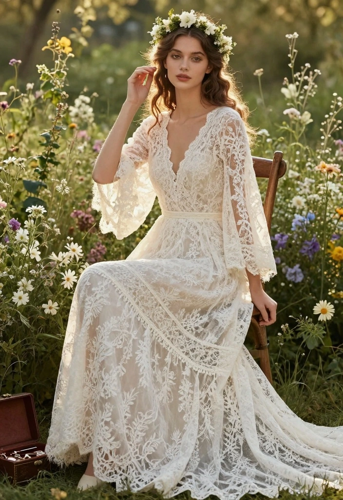 12 Lace Wedding Dress Inspiration for Romantic Classic Bridal Style - 1. Vintage Bohemian Lace 1