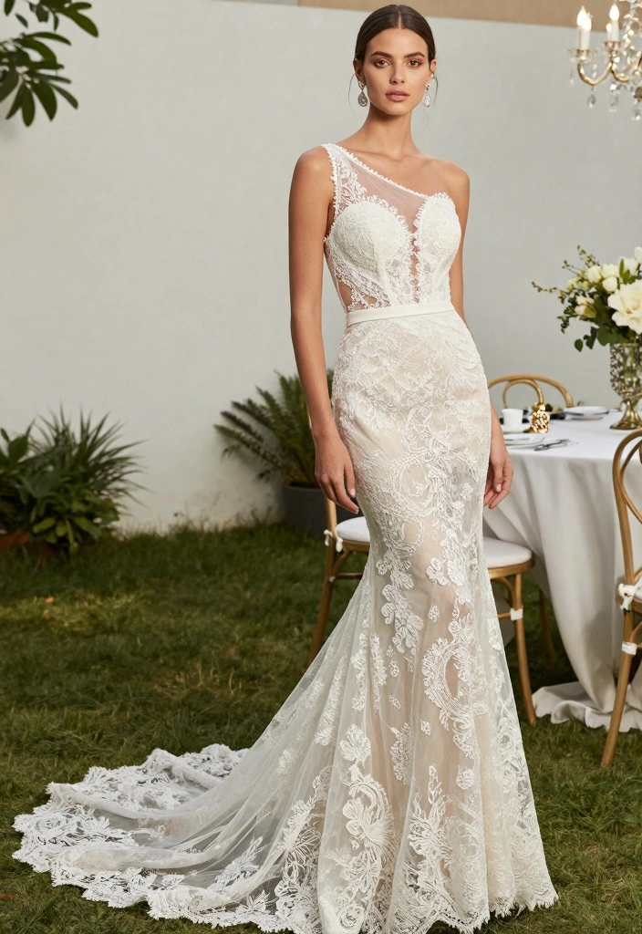 12 Lace Wedding Dress Inspiration for Romantic Classic Bridal Style - 10. Modern Lace with Bold Accents 1
