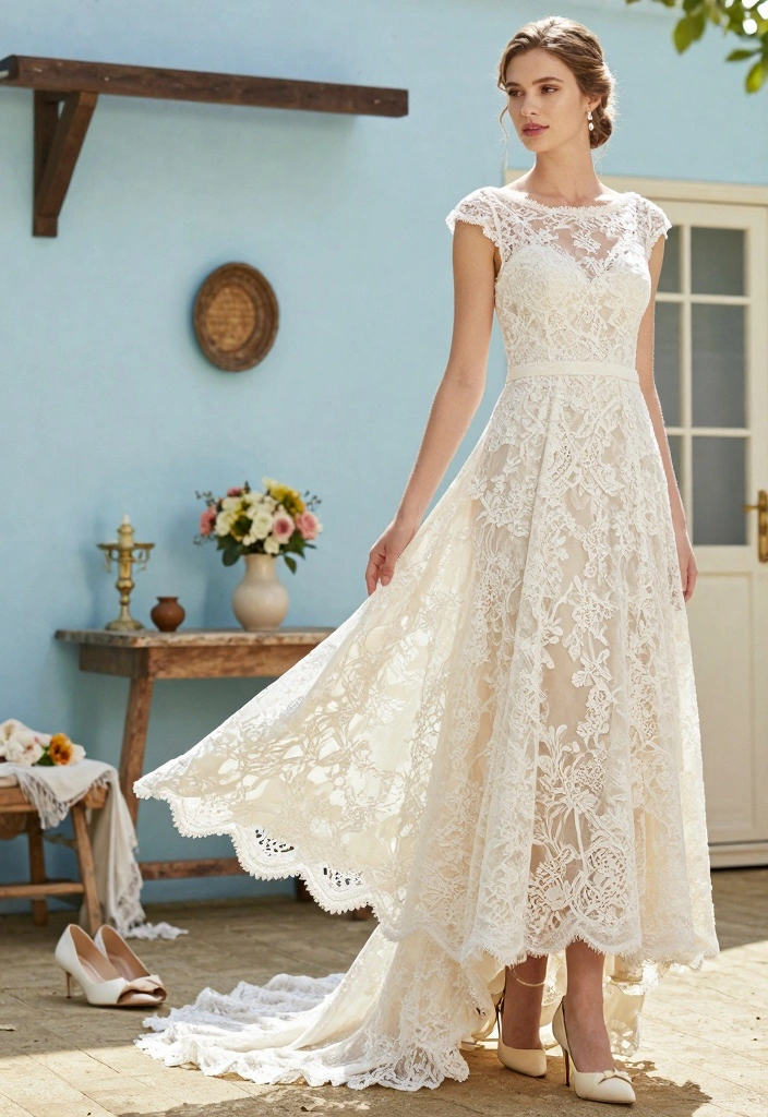 12 Lace Wedding Dress Inspiration for Romantic Classic Bridal Style - 6. Vintage Inspired Tea-Length Dress 1