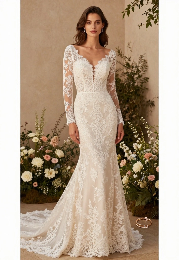 12 Lace Wedding Dress Inspiration for Romantic Classic Bridal Style - 7. Long Sleeves with Lace Inserts 1