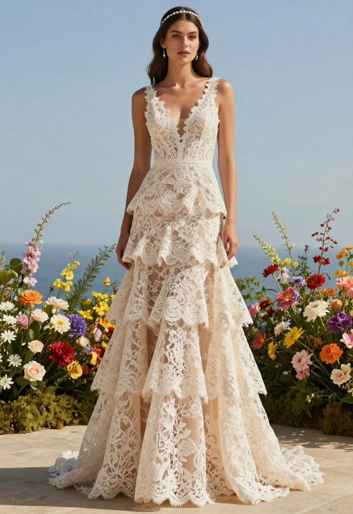 12 Lace Wedding Dress Inspiration for Romantic Classic Bridal Style - 9. Tiered Lace Gown 1