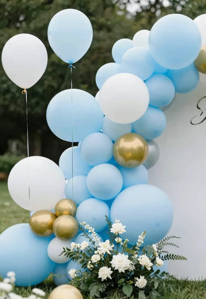 12 Light Blue Wedding Backdrop Ideas for Soft Romantic Decor Themes - 5. Blue Balloon Backdrop 1