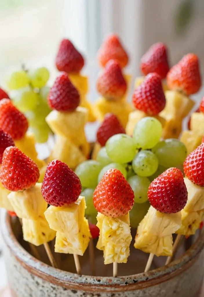 12 Low Cost Wedding Appetizer Ideas for Affordable Tasty Party Snacks - 11. Fruit Skewers 1