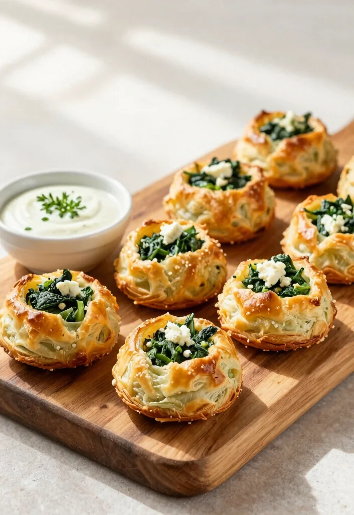 12 Low Cost Wedding Appetizer Ideas for Affordable Tasty Party Snacks - 3. Spinach and Feta Puff Pastry Bites 1