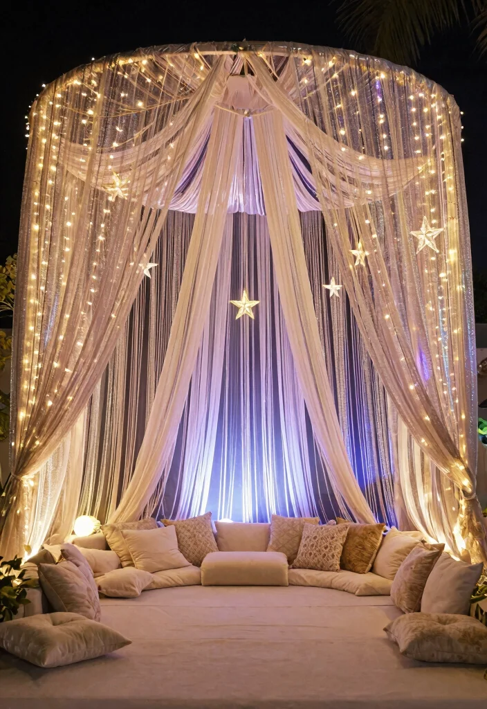 12 Mehendi Backdrop Ideas for Colorful Artistic and Insta Ready Decor - 12. Celestial Canopy 1