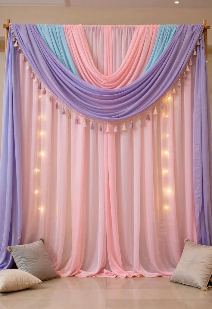 12 Mehendi Backdrop Ideas for Colorful Artistic and Insta Ready Decor - 2. Dreamy Drapes 1