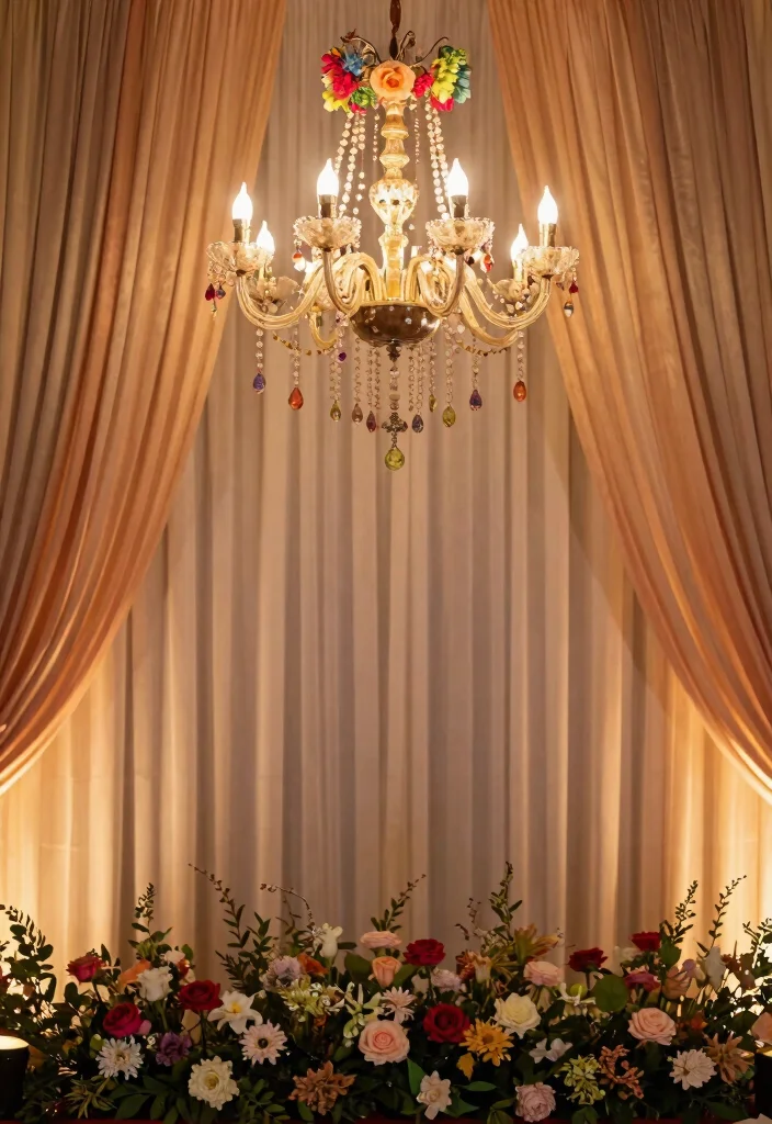 12 Mehendi Backdrop Ideas for Colorful Artistic and Insta Ready Decor - 4. Chandelier Charm 1