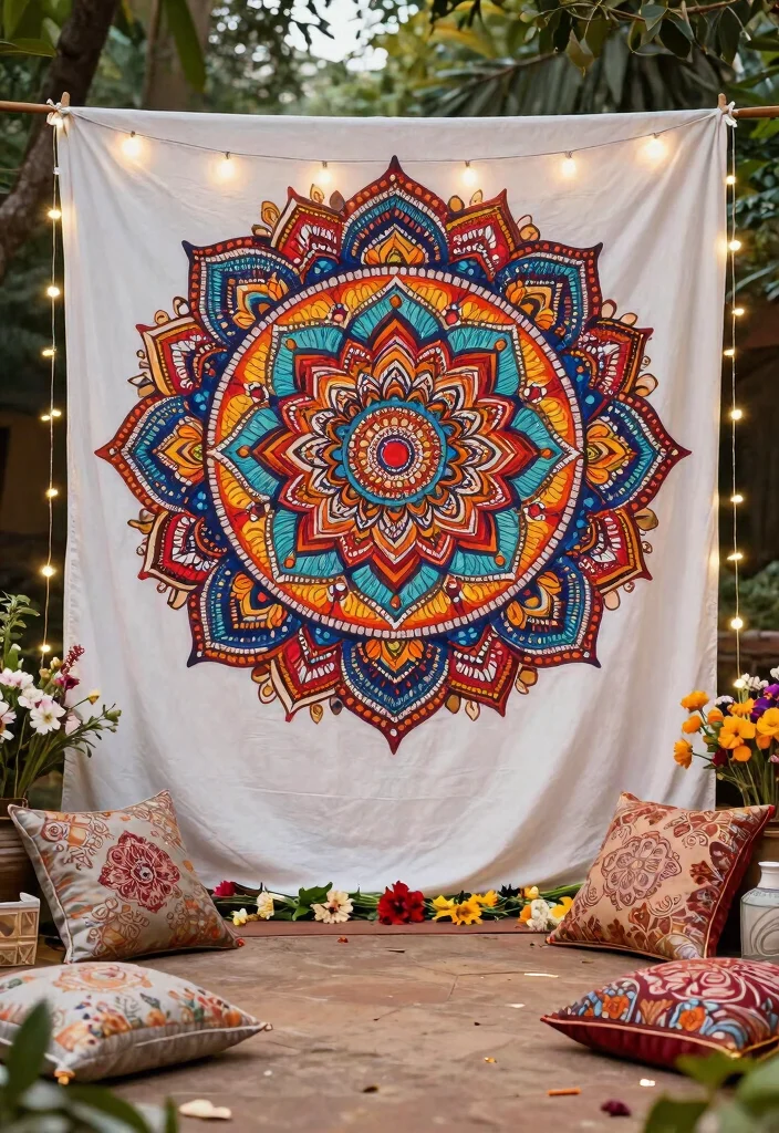 12 Mehendi Backdrop Ideas for Colorful Artistic and Insta Ready Decor - 6. Mandala Magic 1