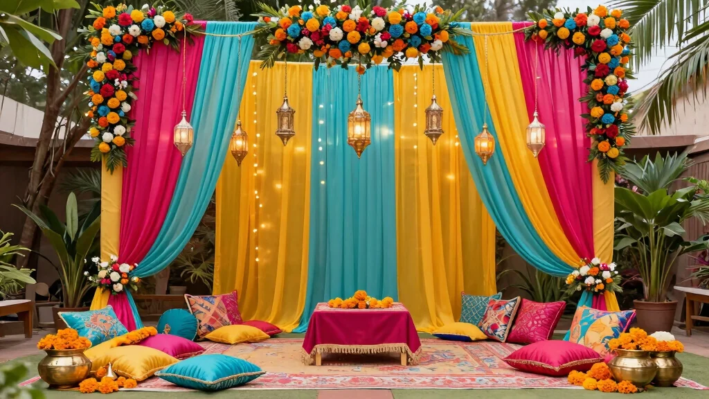 12 Mehendi Backdrop Ideas for Colorful Artistic and Insta Ready Decor