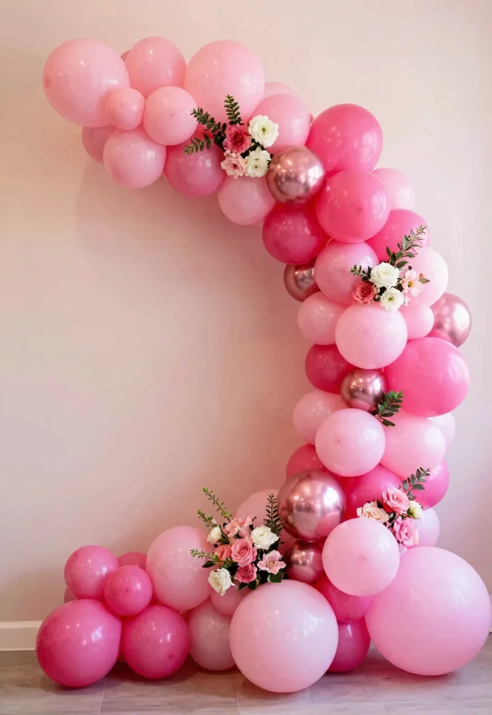 12 Pink Bridal Shower Ideas for Cute Elegant and On Theme Decor - 5. Charming Pink Balloon Arch 1