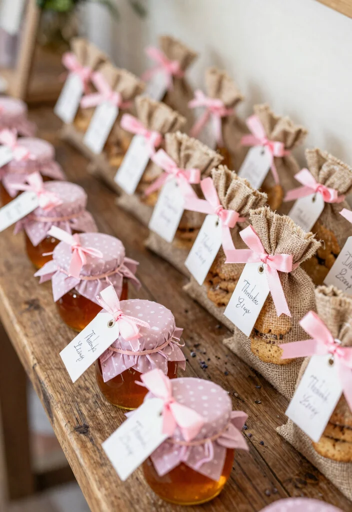 12 Pink Bridal Shower Ideas for Cute Elegant and On Theme Decor - 6. Delicate Pink Themed Favors 1