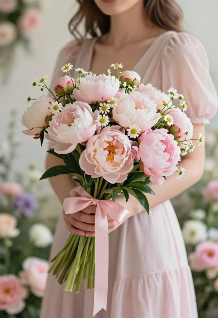 12 Pink Prom Bouquet Ideas for Soft Sweet and Ultra Feminine Style - 1. Whimsical Peony Delight 1