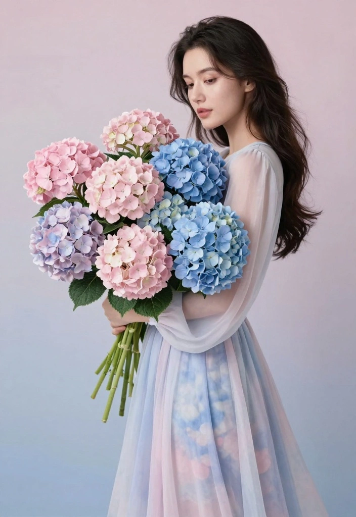 12 Pink Prom Bouquet Ideas for Soft Sweet and Ultra Feminine Style - 3. Pastel Perfection with Hydrangeas 1