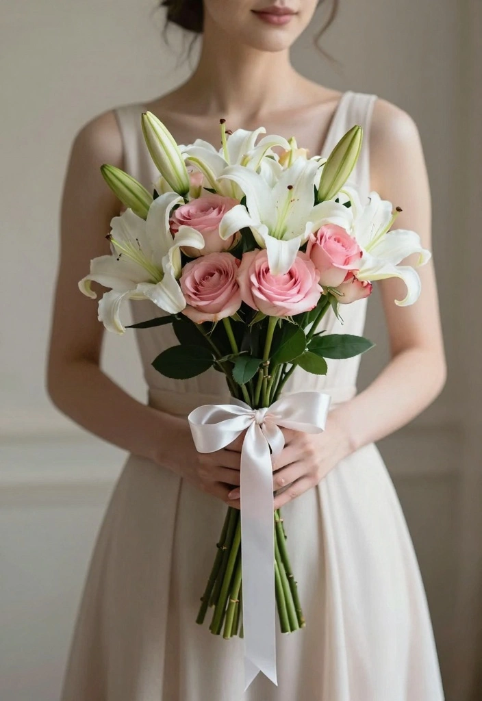 12 Pink Prom Bouquet Ideas for Soft Sweet and Ultra Feminine Style - 7. Classic White and Pink Combination 1