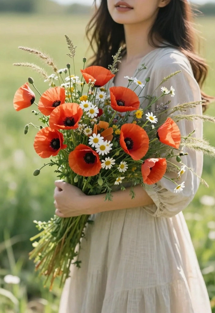 12 Red Prom Bouquet Ideas for Bold Elegance and Photo Perfect Style - 4. Garden-Inspired Wildflower Mix 1