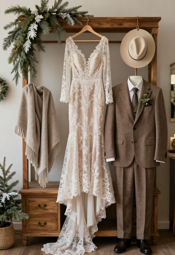 12 Rustic Winter Wedding Ideas for Charming Woodsy Cold Weather Style - 9. Warm and Cozy Attire 1