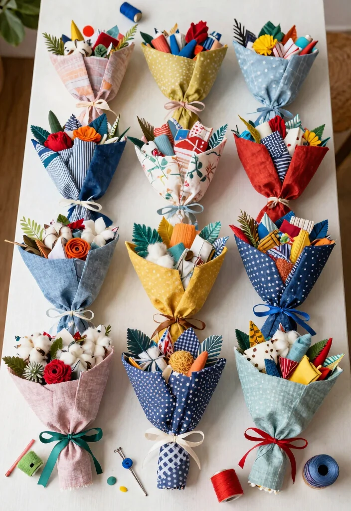 12 Toss Bouquet Ideas for Fun Lightweight and Wedding Ready Designs - 3. Fabric Scrap Bouquet 1