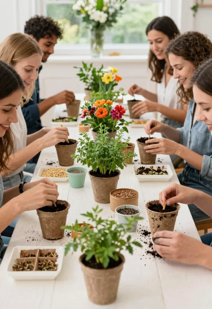 12 Unique Bridal Shower Game Ideas for Creative Fresh and Fun Activities - 11. Planting Station for Party Favors 1
