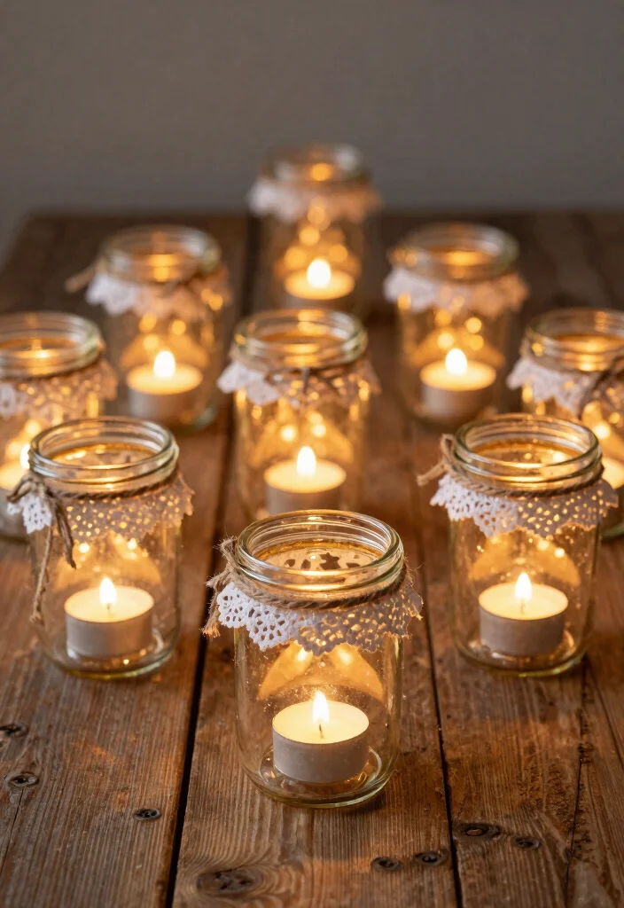 12 Valentines Table Centerpiece Ideas for Romantic and Sweet Dinner Decor - 5. Recycled Jar Lanterns 1