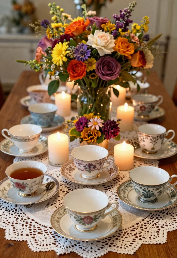 12 Valentines Table Centerpiece Ideas for Romantic and Sweet Dinner Decor - 8. Vintage Teacup Centerpieces 1