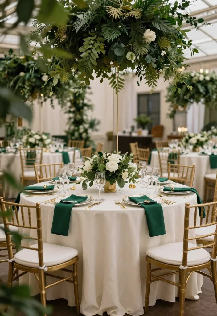 12 Winter Wedding Color Palette Ideas for Romantic Snowy Themes - 11. Emerald Green and Ivory 1
