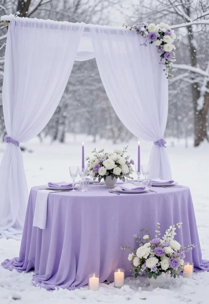 12 Winter Wedding Color Palette Ideas for Romantic Snowy Themes - 3. Soft Lavender and White 1
