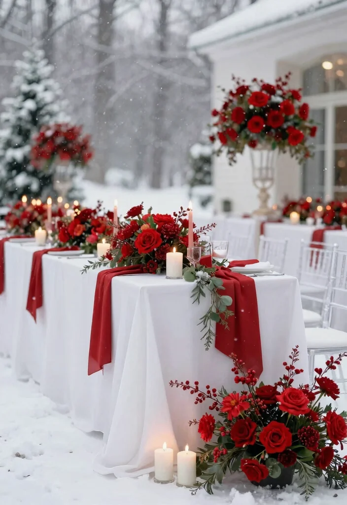 12 Winter Wedding Color Palette Ideas for Romantic Snowy Themes - 9. Classic Red and White 1