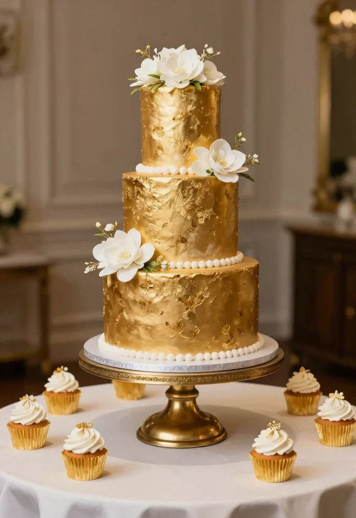 14 50th Anniversary Party Ideas for Elegant Meaningful Golden Celebrations - 3. A Golden-Themed Cake 1