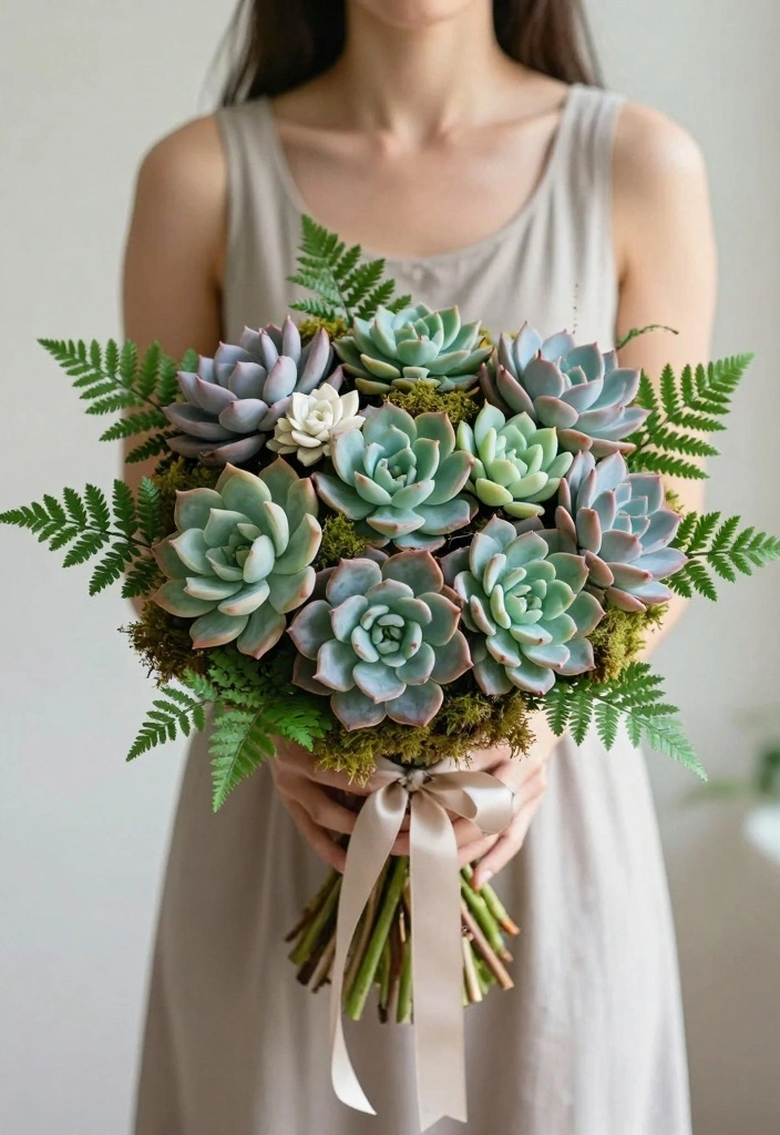 14 Alternative Wedding Bouquet Ideas for Unique Modern Bridal Style - 2. Succulent and Cactus Bouquets 1