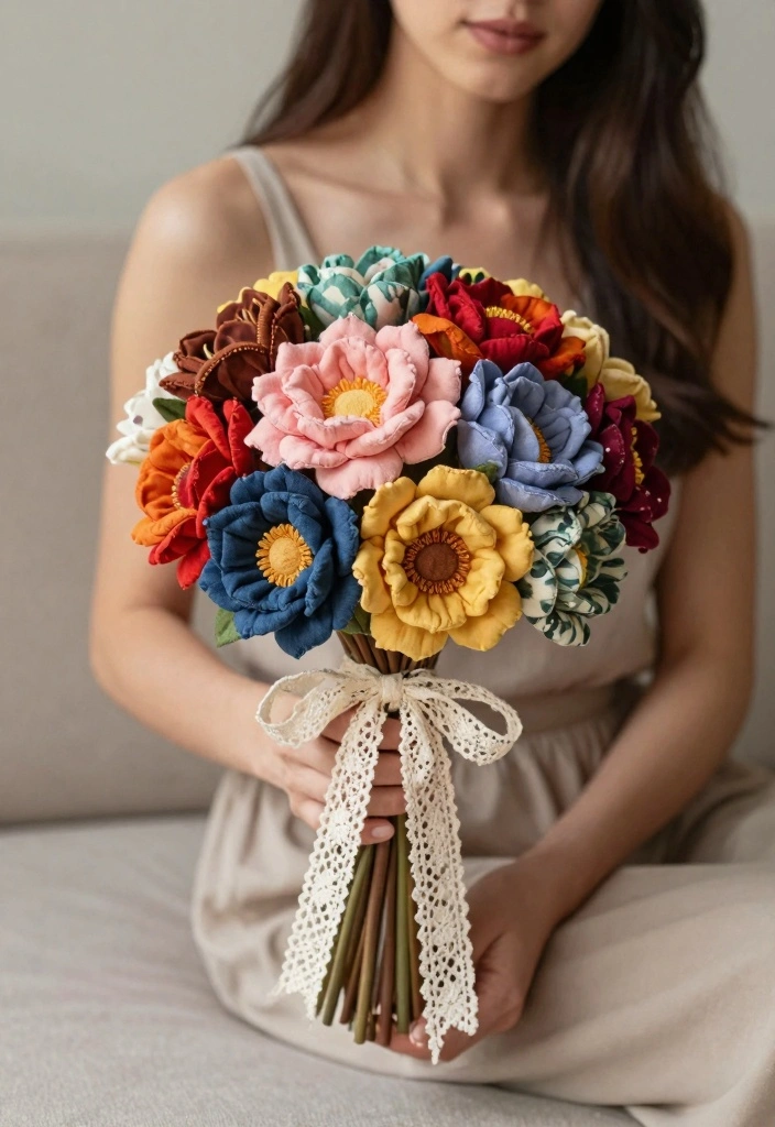 14 Alternative Wedding Bouquet Ideas for Unique Modern Bridal Style - 3. Fabric Flower Bouquets 1
