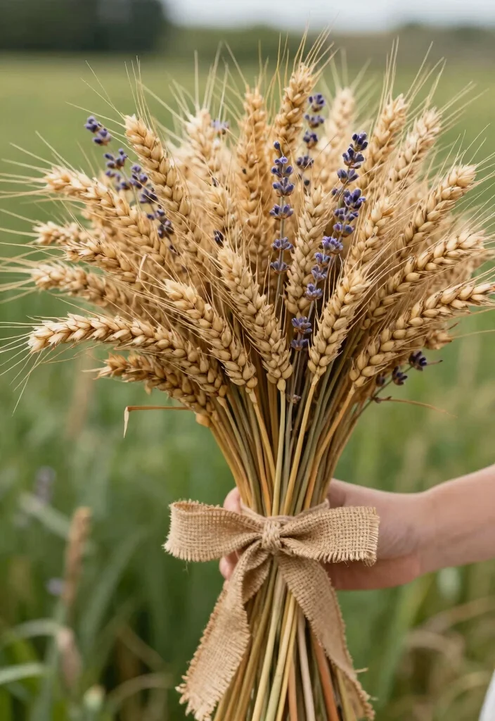 14 Dried Wedding Bouquet Ideas for Rustic Timeless Bridal Style - 1. Whimsical Wheat Wonders 1