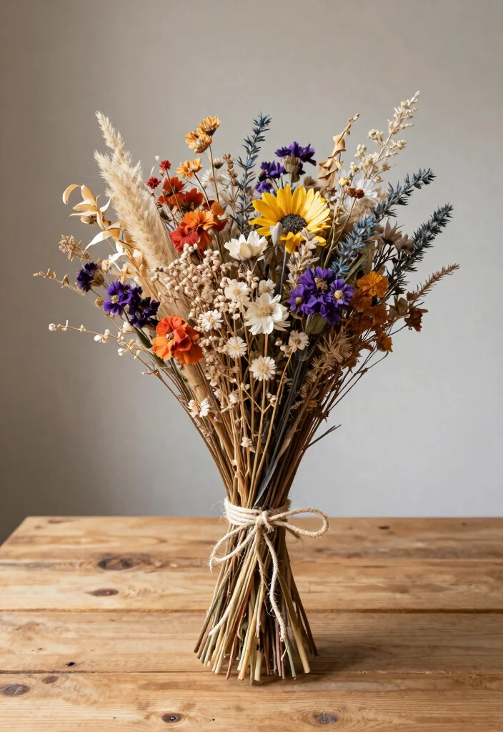 14 Dried Wedding Bouquet Ideas for Rustic Timeless Bridal Style - 12. Eco-Friendly Dried Bouquets 1