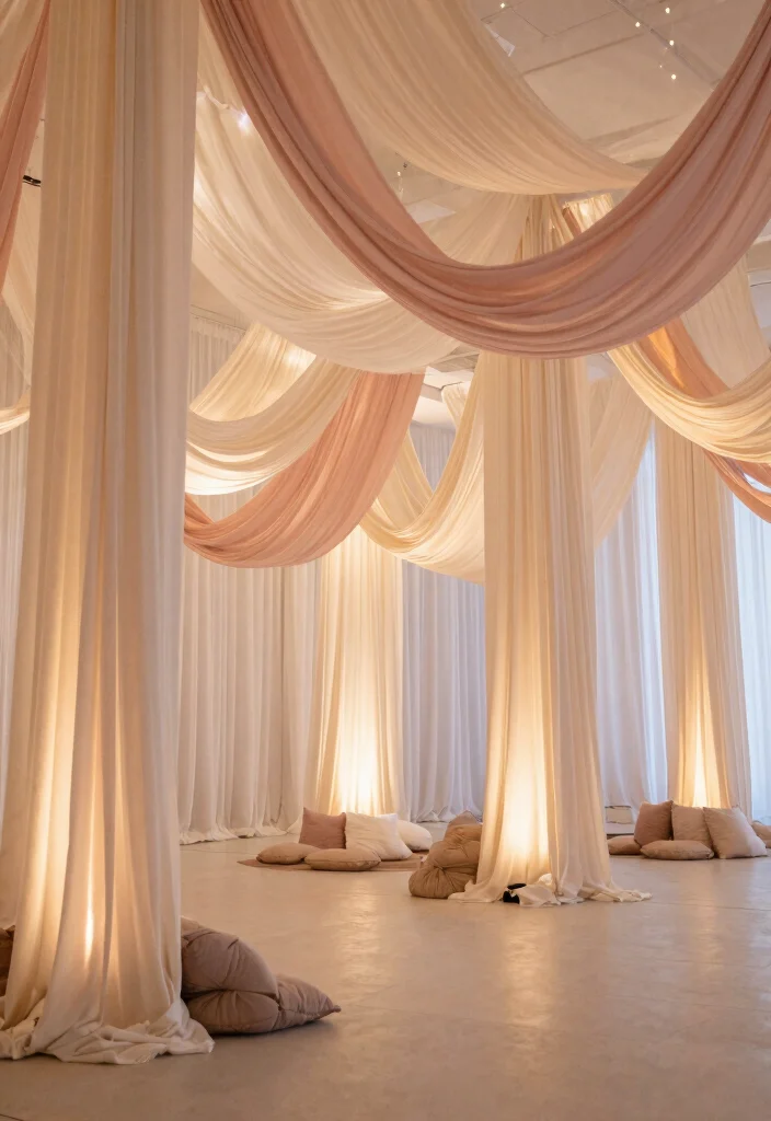 14 Engagement Decoration Ideas for Chic Romantic and Photo Ready Parties - 6. Natural Fabric Draperies 1