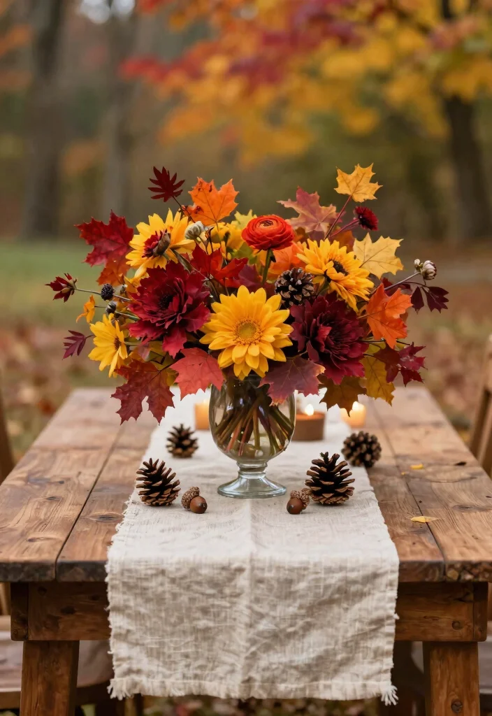 14 Fall Wedding Centerpiece Ideas for Warm Cozy and Seasonal Tablescapes - 1. Rich Autumn Floral Arrangements 1