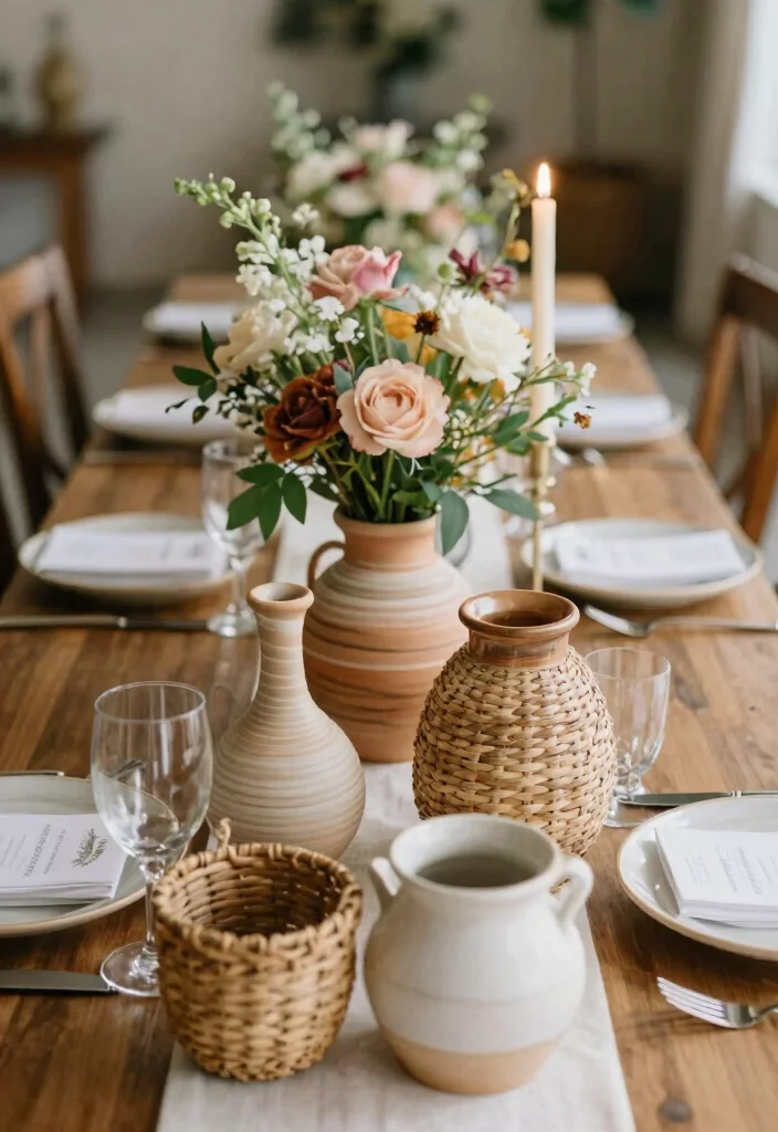 14 Fall Wedding Centerpiece Ideas for Warm Cozy and Seasonal Tablescapes - 12. Artisan Crafted Elements 1