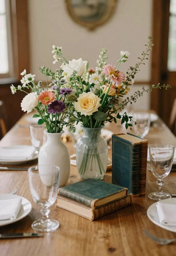 14 Fall Wedding Centerpiece Ideas for Warm Cozy and Seasonal Tablescapes - 9. Vintage Finds Centerpieces 1