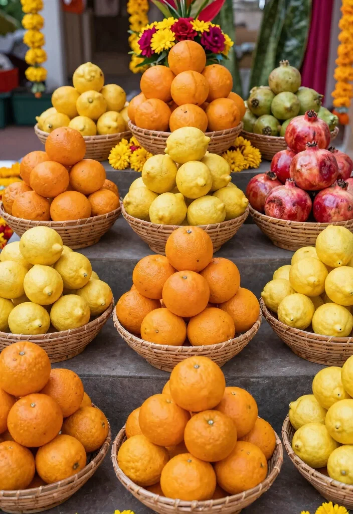 14 Haldi Backdrop Ideas for Bright Festive and Photo Ready Rituals - 14. Seasonal Fruit Display 1