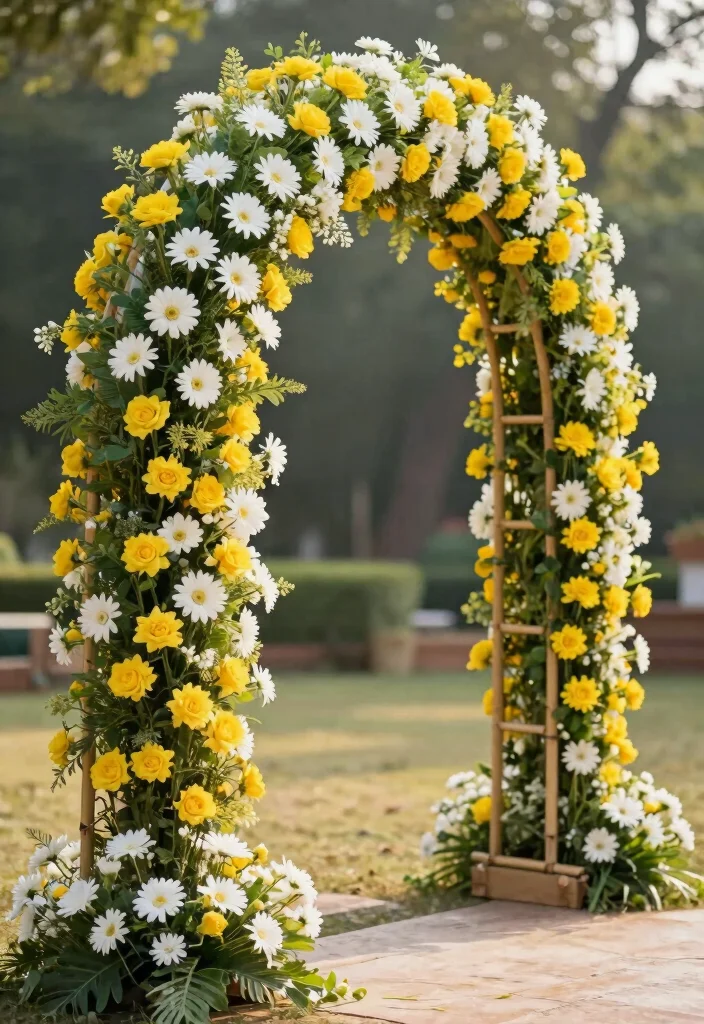 14 Haldi Backdrop Ideas for Bright Festive and Photo Ready Rituals - 2. Eco-Friendly Floral Installation 1