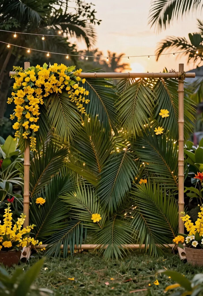 14 Haldi Backdrop Ideas for Bright Festive and Photo Ready Rituals - 4. Bamboo and Palm Leaves 1