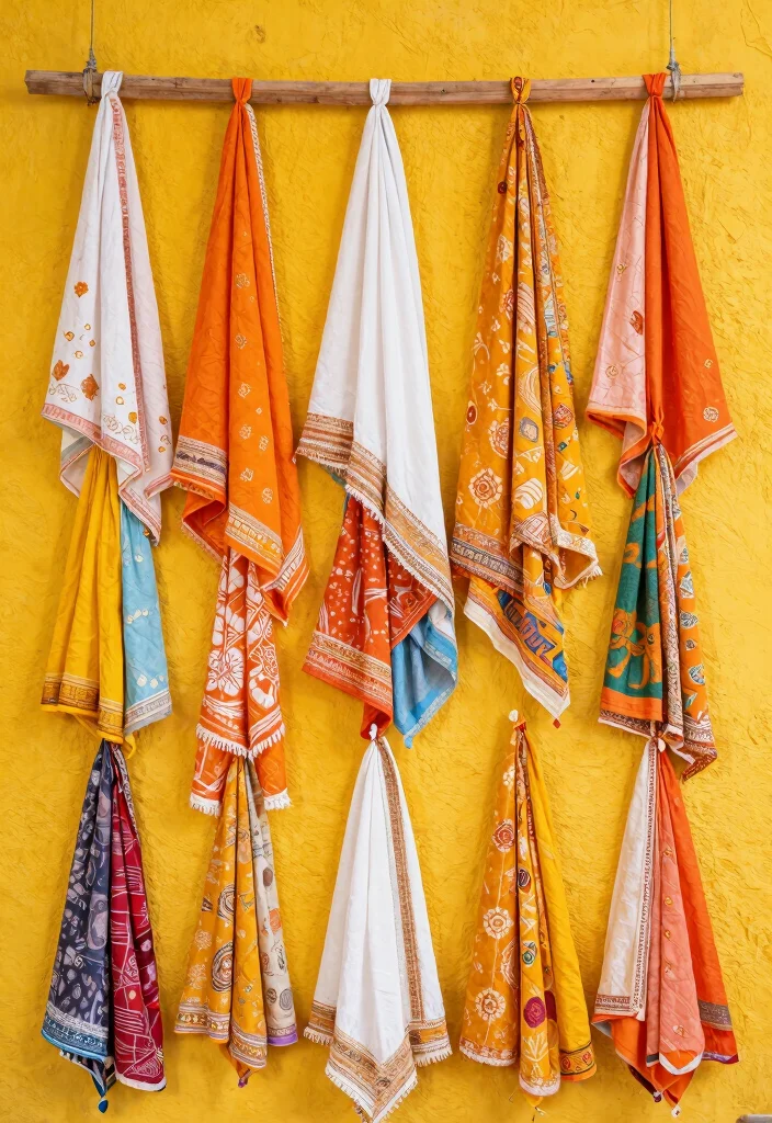 14 Haldi Backdrop Ideas for Bright Festive and Photo Ready Rituals - 5. Upcycled Fabric Wall 1