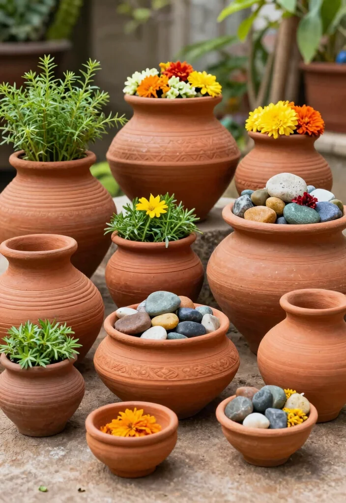 14 Haldi Backdrop Ideas for Bright Festive and Photo Ready Rituals - 9. Use of Clay Pots and Terracotta 1