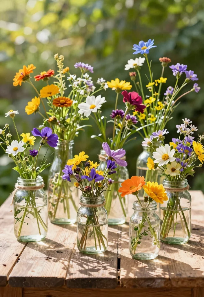 14 Inexpensive Centerpiece Ideas for Stylish Budget Friendly Event Decor - 1. Wildflower Jars 1