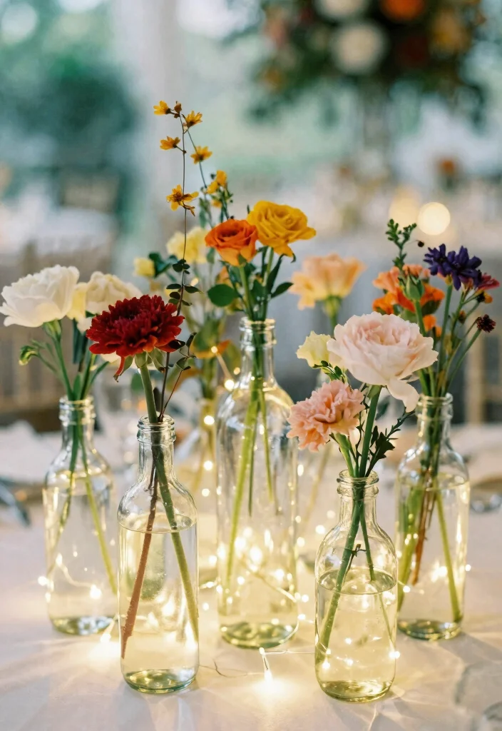 14 Inexpensive Centerpiece Ideas for Stylish Budget Friendly Event Decor - 5. Glass Bottles 1