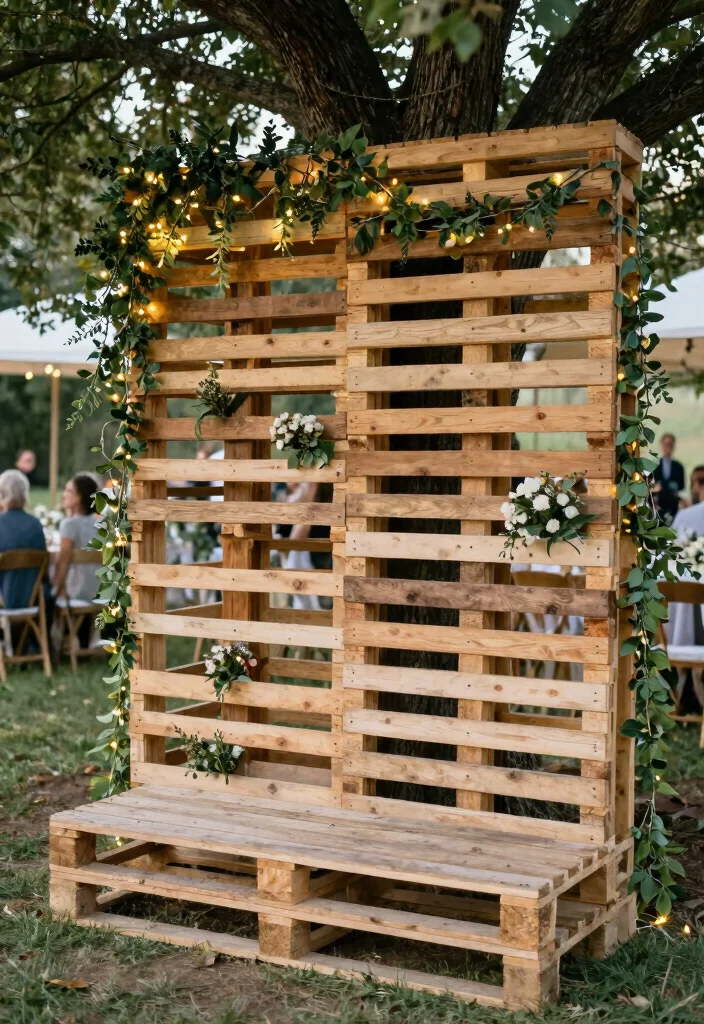 14 Wedding Head Table Backdrop Ideas for a Beautiful Reception Display - 1. Rustic Wooden Pallet Backdrop 1